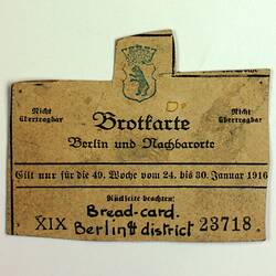 Ration Card - Bread, Berlin, Germany, 30 Jan 1916