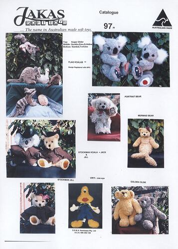 Advertising flyer - Jakas Soft Toys, 1997 Catalogue, Melbourne, 1997