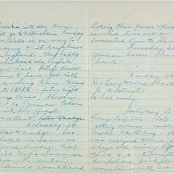 Open book, 2 cream pages dated Wednesday 24. Cursive handwritten text in blue ink. Page 50 and 51.