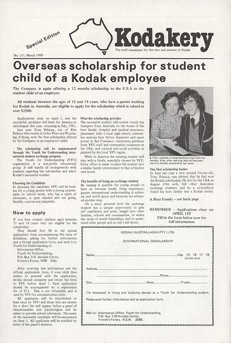 Newsletter - 'Australian Kodakery', No 111, Special Edition March 1980