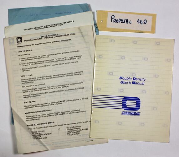 Documents - Osborne 1 Computer & DECUS Library, Australia, 1980s