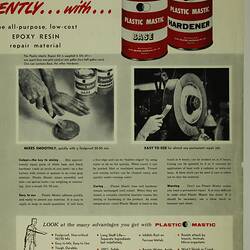 Text and two photographs of adhesive use.