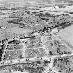 Negative - Aerial View of Springvale Botanical Cemetery, Victoria, 22 Feb 1961
