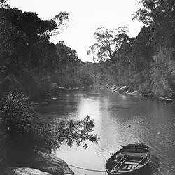Glass Negative - Row Boat Moored in River, circa 1900s