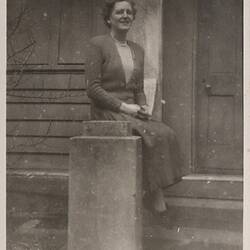 Photograph - Kodak Australasia Pty Ltd, Pearl Cleaver Seated on Steps, Abbotsford, Victoria, 1946-1950
