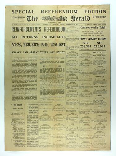 Newspaper page with black printed text on yellow paper.