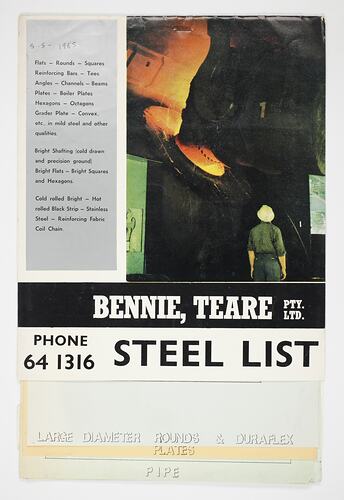 Photo image of steelmaking crucible and printed text.