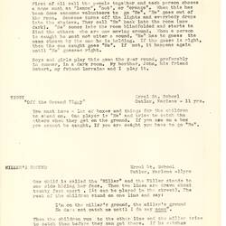 Document - Isobel Abel, Addressed to Dorothy Howard, Descriptions of Chasing Games 'Blind Tiggy in the Dark', 'Off the Ground Tiggy' & 'The Miller's Ground', Aug 1954