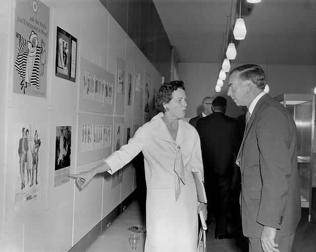 Australian Wool Board, Pair Looking at Advertising Posters, Victoria, 10 Feb 1960