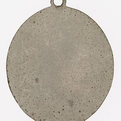Back of metal oval fob.