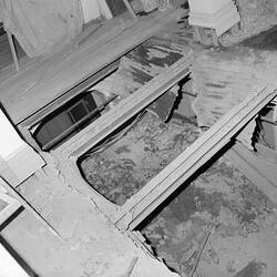 Construction of staircase between Monash Hall and Barry Hall, Science Museum, Melbourne, 1974