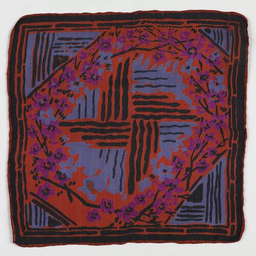 Silk handkerchief with hand painted Cherry Blossoms.