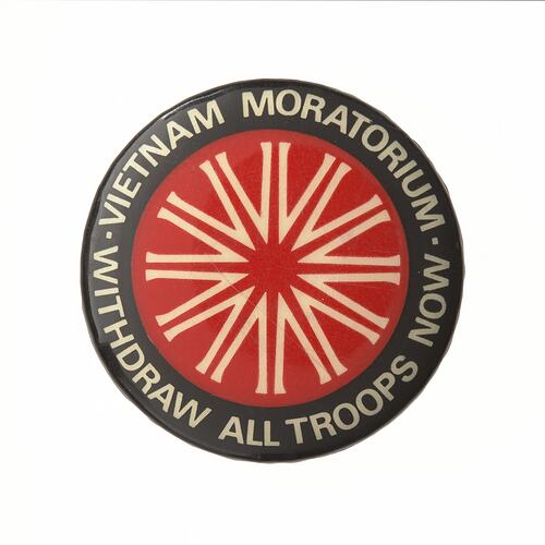 Badge - Vietnam Moratorium, Withdraw All Troops Now, circa 1969-1971