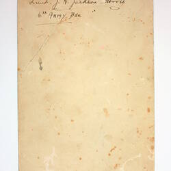 Back cover of menu inscribed with name.