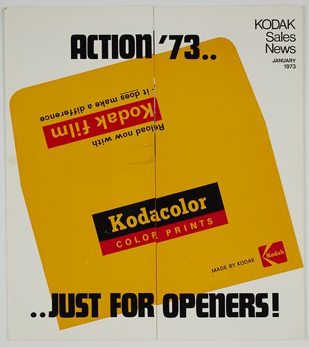 Front of printed fold-out of Kodak newsletter.