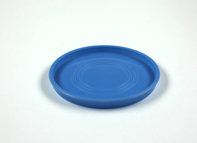 Round blue tray.