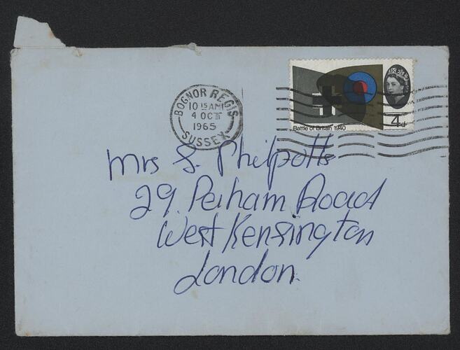 Letter - Kay To Sheila Philpott, Bognor Regis, England, 3 Oct 1965