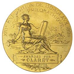 Medal - Bordeaux Exhibition Prize, Gold, Societe Philomethique, France, 1895