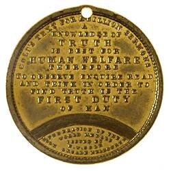 Medal - Federation of the World, Truth, Cole's Book Arcade, Victoria, Australia, circa 1885