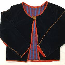 HT 57683.3, Jacket - Men's, Velvet, Iole Crovetti Marino, Sardinia, Italy, 1950s (CULTURAL IDENTITY), Object, Registered