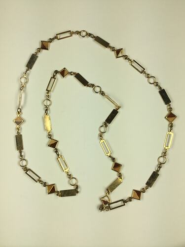 HT 57708, Necklace -  Women's, Gold Geometric Style, Iole Crovetti Marino, Sardinia, Italy 1950s (CULTURAL IDENTITY), Object, Registered