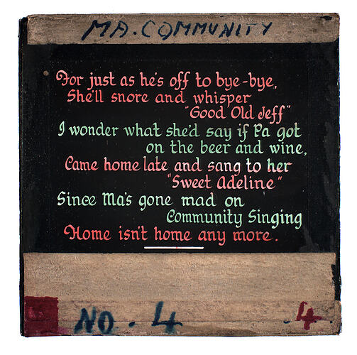 Lantern Slide - 'Since Ma's Gone Mad on Community Singing'