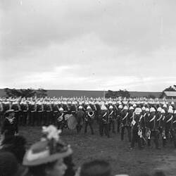 Glass Stereograph Negative - Federation Celebrations, Royal Marines & Band, by G.H. Myers, Melbourne, Victoria, 1901