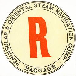 Baggage Label - P&O Steam Navigation Co "R" (cut round)