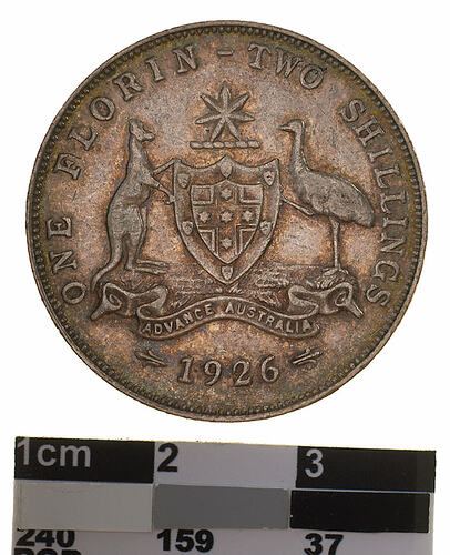 Coin - Florin (2 Shillings), Australia, 1926, photographed by Museums Victoria
