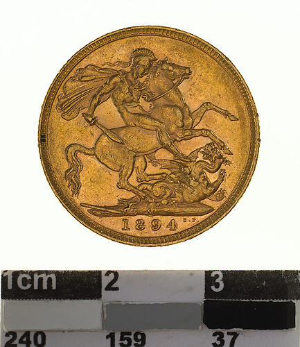 Coin - Sovereign, Victoria, Australia, 1894, photographed by Museums Victoria