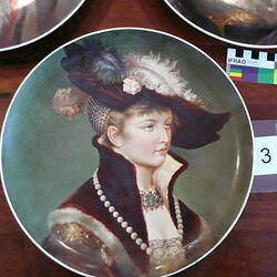 Wall Plate - Dutch Lady, Feather Hat and Pearls, circa 1880