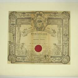 Certificate - Melbourne International Exhibition 1880-1881