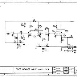 Schematic Diagram - CSIRAC Computer, 'Tape Reader Mk II Amplifier', D24326, 1952-1955