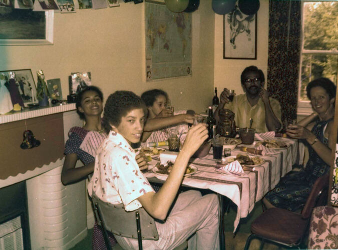Digital Photograph - Family Enjoying Christmas Dinner, Kitchen, Springvale, 1977