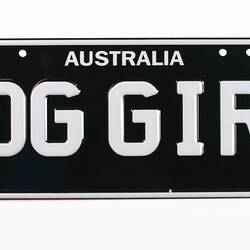 Number Plate - Novelty, Wog Girl, circa 2009