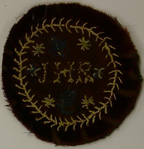 Watch Paper - Embroidered, 'JHR', 19th Century