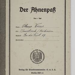 Booklet - 'Der Ahnenpass',Third Reich