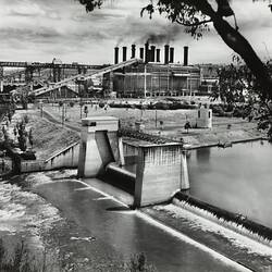 Photograph - State Electricity Commission, Power Station From River, Yallourn, Victoria, Jul 1962