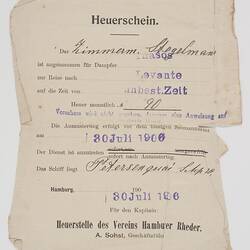Hire Agreement - Issued to J. Stegelman, Employment on Thasos, 1906