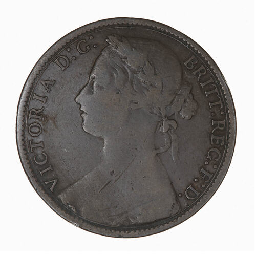 Coin - Penny, Queen Victoria, Great Britain, 1875 (Obverse)