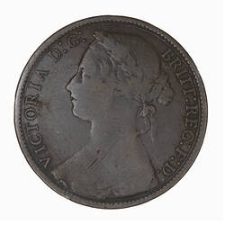 Coin - Penny, Queen Victoria, Great Britain, 1875 (Obverse)