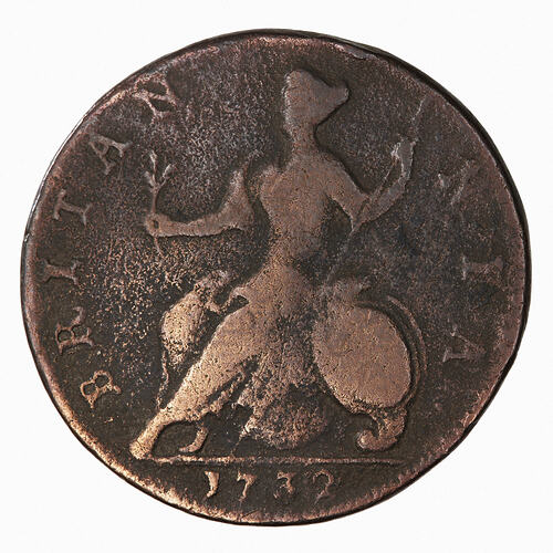 Coin - Halfpenny, George II, Great Britain, 1732 (Reverse)