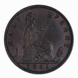Coin - Halfpenny, Queen Victoria, Great Britain, 1861 (Reverse)