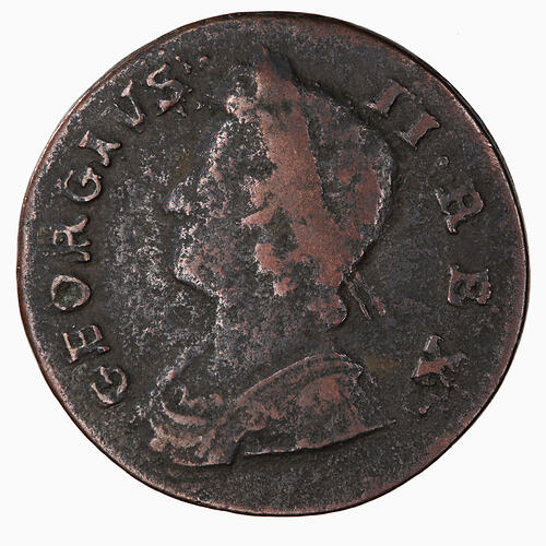 Coin - Halfpenny, George II, Great Britain, 1739 (Obverse)