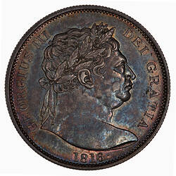 Coin - Halfcrown, George III, Great Britain, 1816 (Obverse)