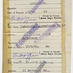 Owner's Certificate - Simca Motor Car, 1954-1959