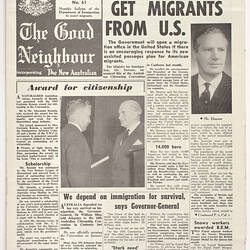 Newsletter - The Good Neighbour, Department of Immigration, No 61, Feb 1959