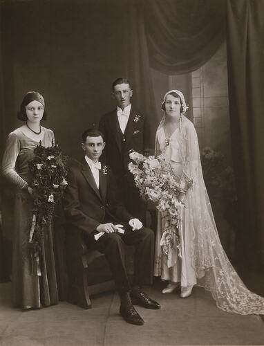 Wedding Portrait, Alan Davies, Annie Crocker Davies and Attendants, Ballarat, 1934