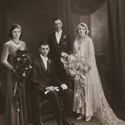 Digital Photograph - Wedding Portrait, Alan Davies, Annie Crocker Davies & Attendants, Ballarat, 1934