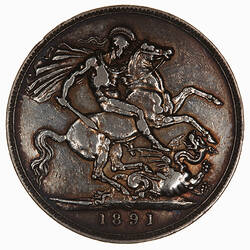 Coin - Crown, Queen Victoria, Great Britain, 1891 (Reverse)